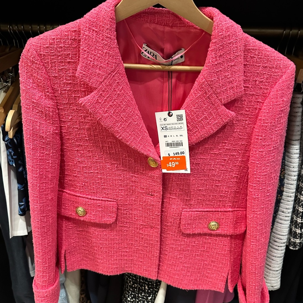 Pink Zara blazer with gold button detail #NWT
